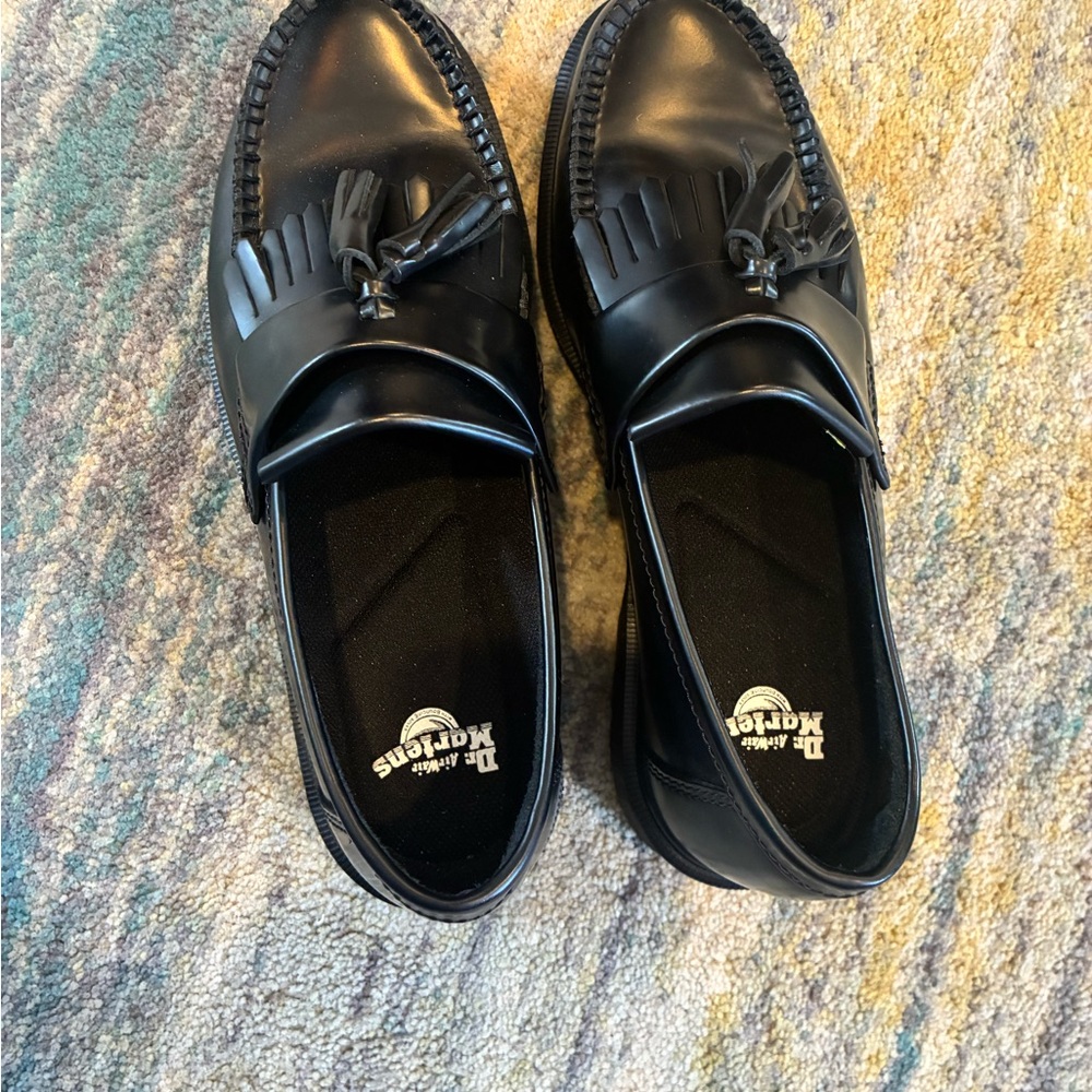 Dr. Martens Black Leather Tassel Kiltie Loafers